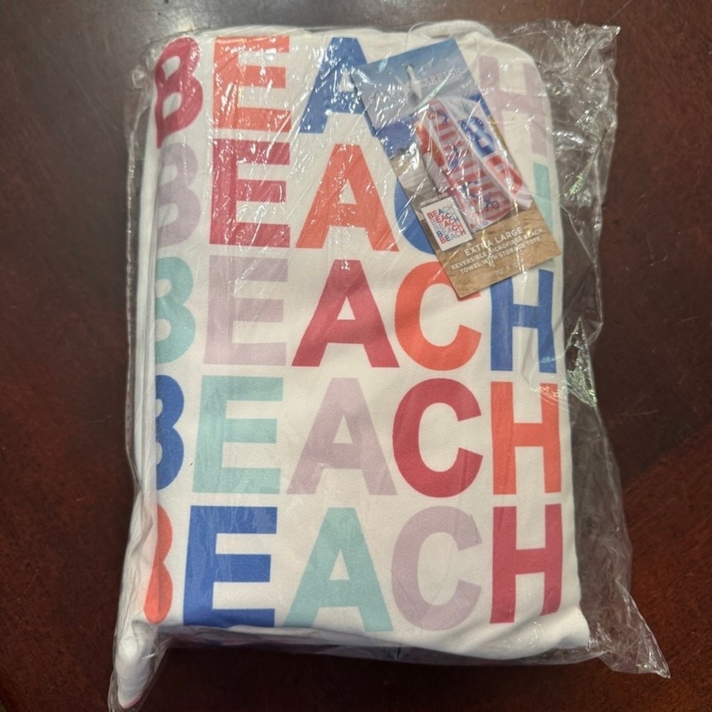 Salty Starfish Extra Large Reversible Microfiber Beach Towel 70x70 Anchor Tote